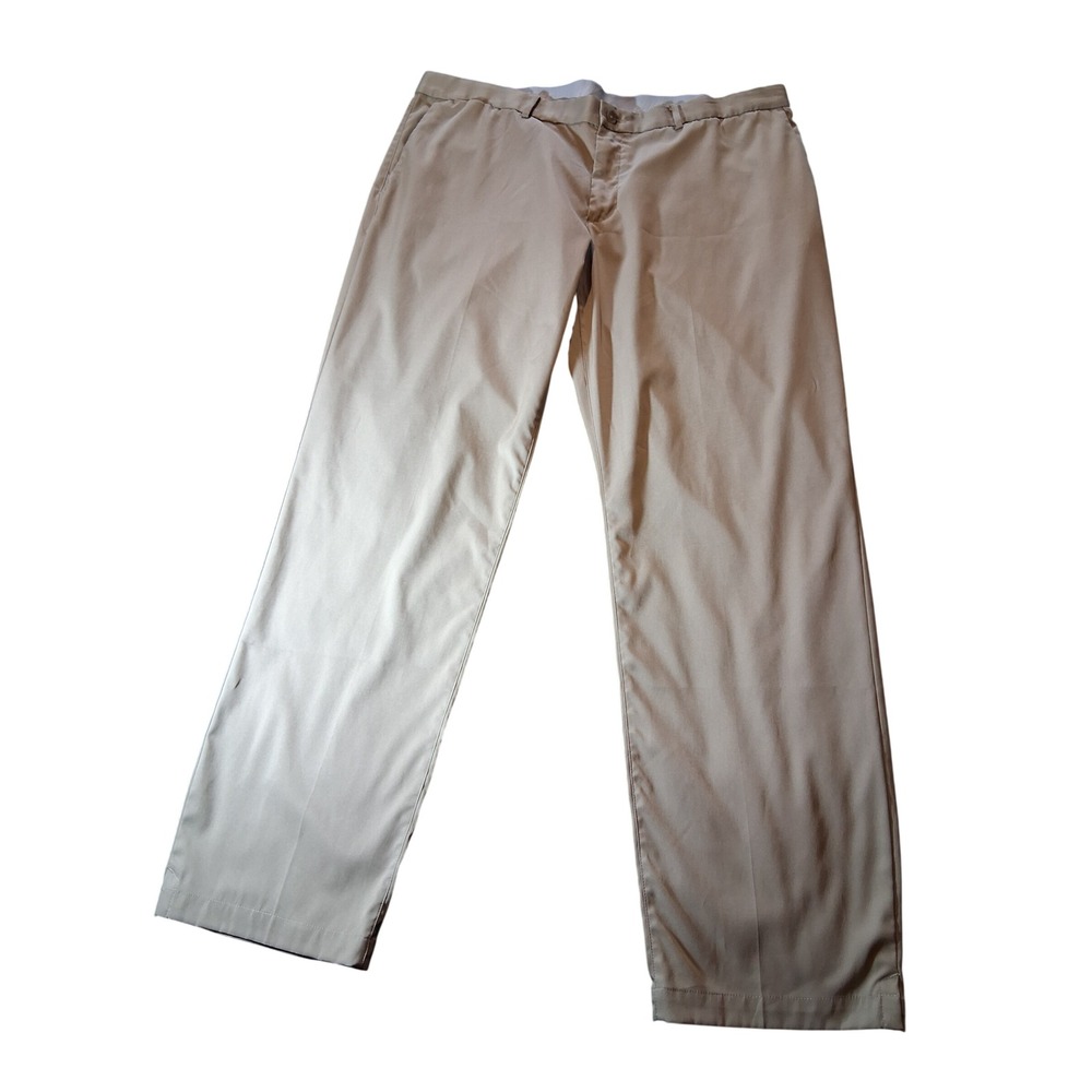 Nike Dri-FIT Golf Pants Mens 40x32 Khaki Tan Flat Front Trousers 333194-235